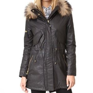 SAM. Devon Parka Hooded Coated Weave Fur Jacket Grey Winter Fall